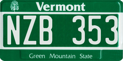 VT license plate NZB353