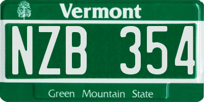 VT license plate NZB354