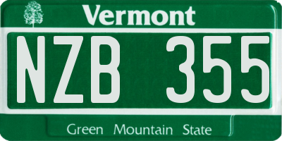 VT license plate NZB355