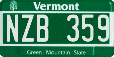 VT license plate NZB359