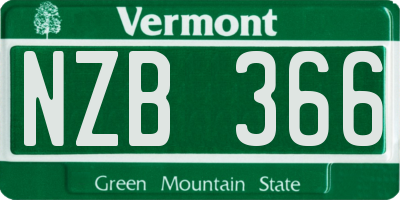 VT license plate NZB366