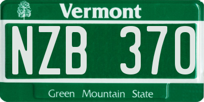 VT license plate NZB370