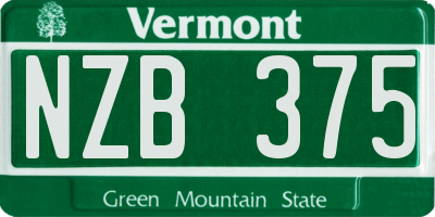 VT license plate NZB375