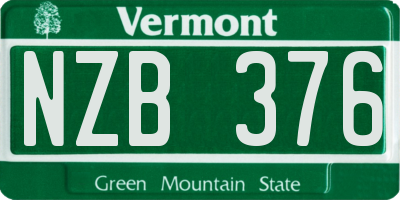 VT license plate NZB376