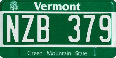 VT license plate NZB379