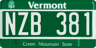 VT license plate NZB381