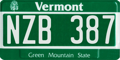 VT license plate NZB387