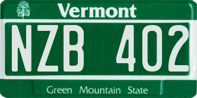VT license plate NZB402