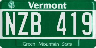 VT license plate NZB419