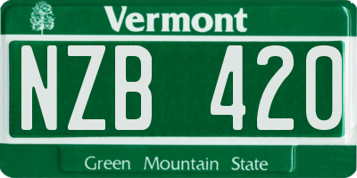 VT license plate NZB420