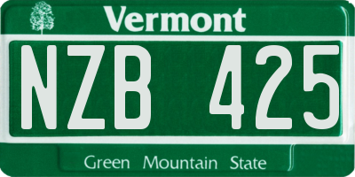 VT license plate NZB425