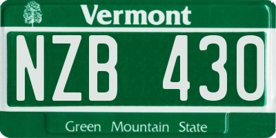VT license plate NZB430