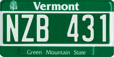 VT license plate NZB431