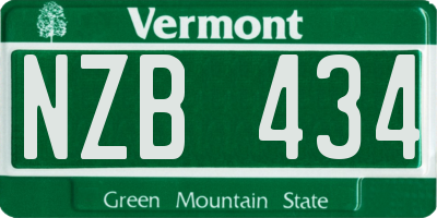 VT license plate NZB434