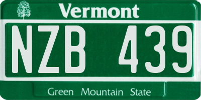 VT license plate NZB439