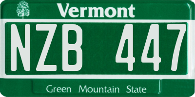 VT license plate NZB447