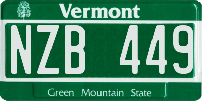 VT license plate NZB449