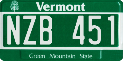 VT license plate NZB451