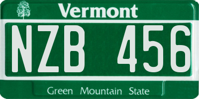 VT license plate NZB456