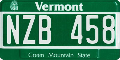 VT license plate NZB458