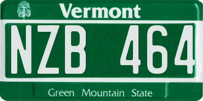 VT license plate NZB464
