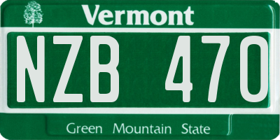VT license plate NZB470