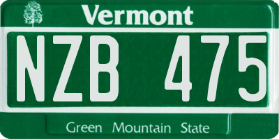VT license plate NZB475
