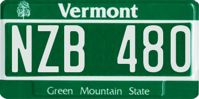 VT license plate NZB480