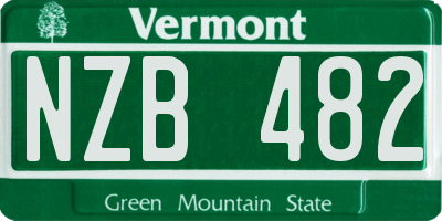 VT license plate NZB482