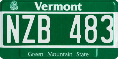 VT license plate NZB483