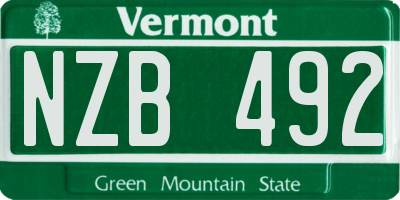 VT license plate NZB492