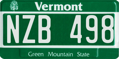 VT license plate NZB498