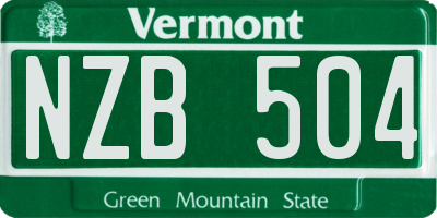 VT license plate NZB504