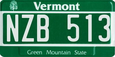 VT license plate NZB513