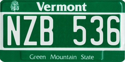 VT license plate NZB536