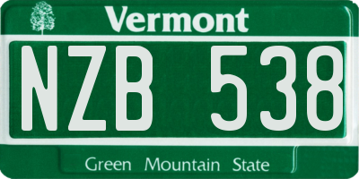 VT license plate NZB538