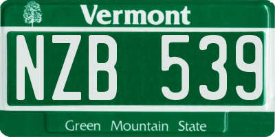 VT license plate NZB539