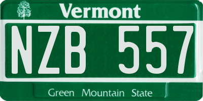 VT license plate NZB557