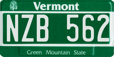 VT license plate NZB562