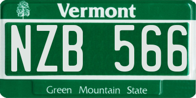 VT license plate NZB566