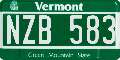 VT license plate NZB583