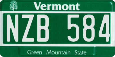 VT license plate NZB584