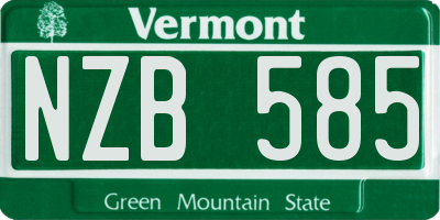VT license plate NZB585