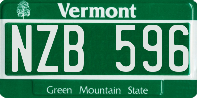 VT license plate NZB596