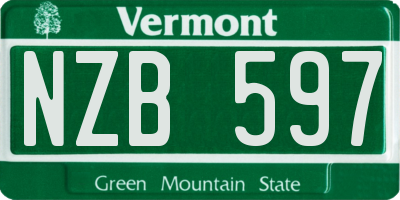 VT license plate NZB597