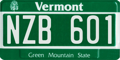 VT license plate NZB601