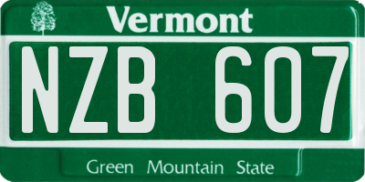 VT license plate NZB607