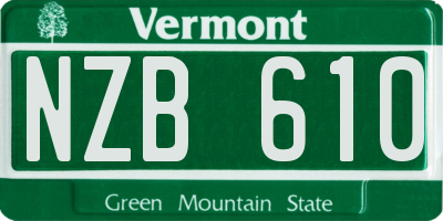 VT license plate NZB610