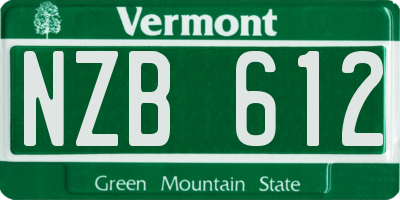 VT license plate NZB612
