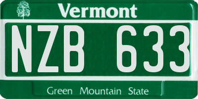 VT license plate NZB633